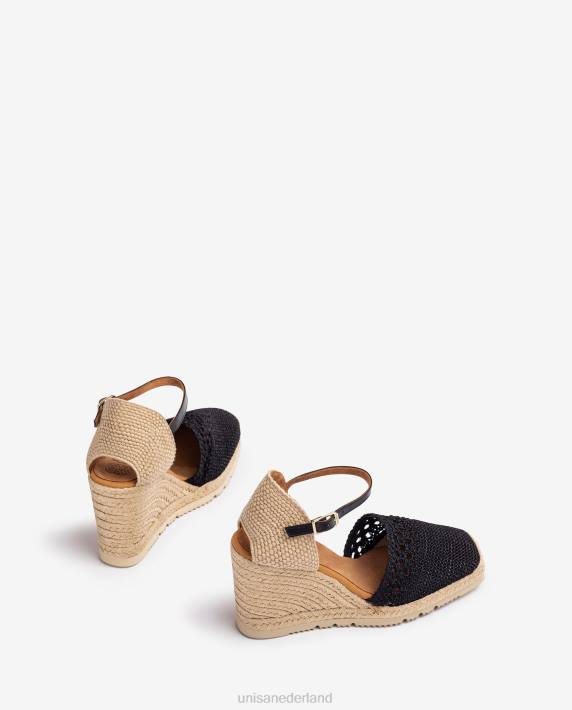 Unisa 02B0750 gehaakte espadrilles vrouwen zwart