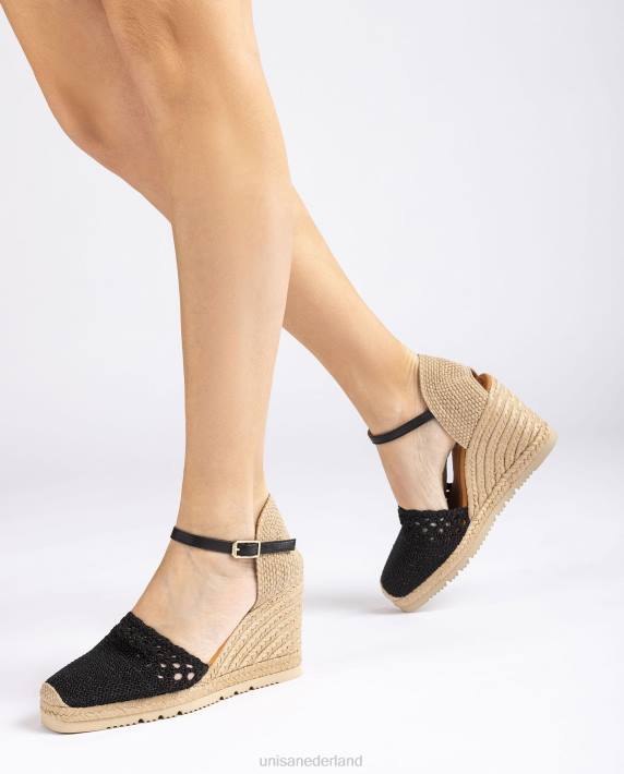Unisa 02B0750 gehaakte espadrilles vrouwen zwart