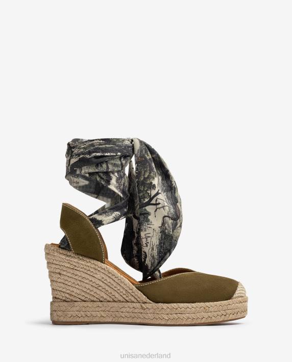 Unisa 02B0752 suède espadrille met enkelbandjes vrouwen bevallig