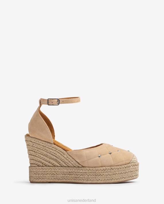 Unisa 02B0754 Suède espadrille met gewatteerd effect vrouwen beige