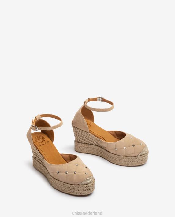Unisa 02B0754 Suède espadrille met gewatteerd effect vrouwen beige
