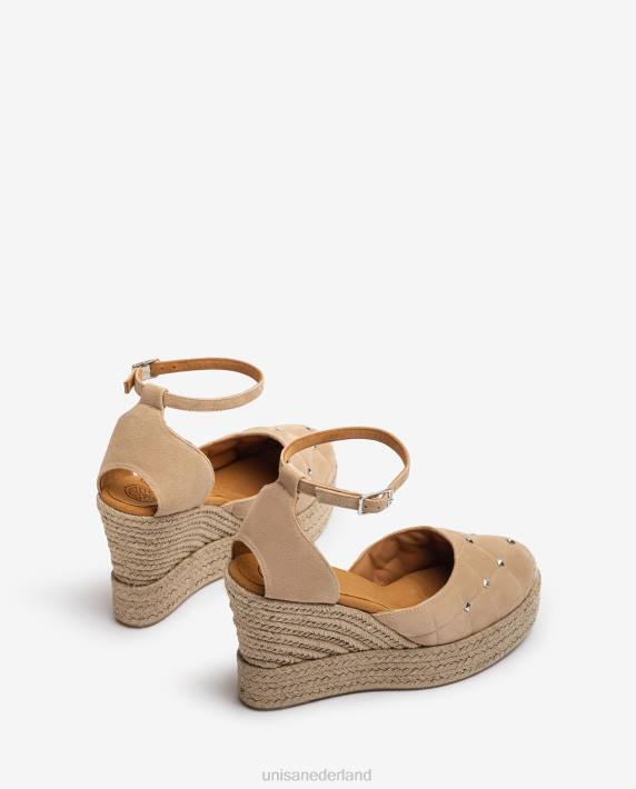 Unisa 02B0754 Suède espadrille met gewatteerd effect vrouwen beige
