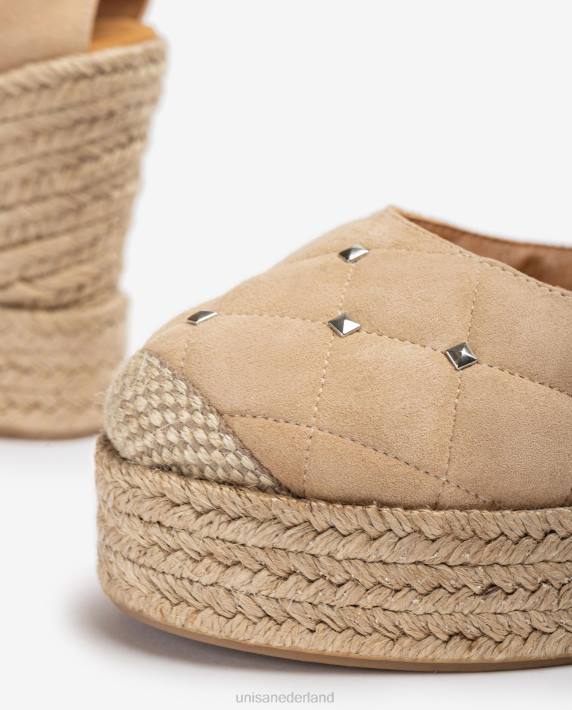 Unisa 02B0754 Suède espadrille met gewatteerd effect vrouwen beige