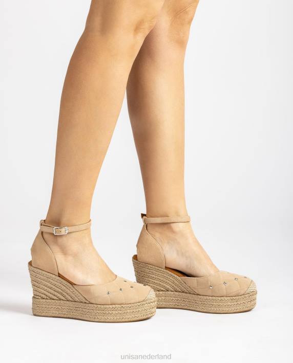 Unisa 02B0754 Suède espadrille met gewatteerd effect vrouwen beige
