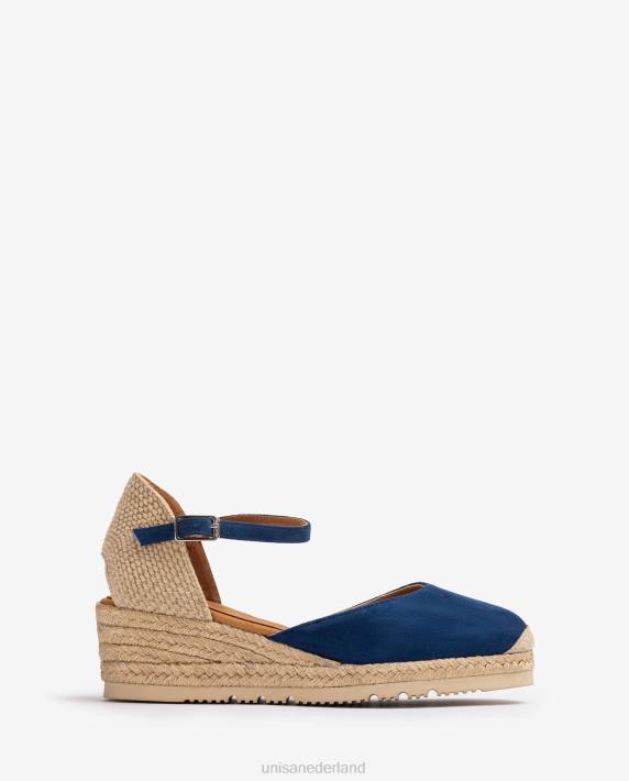 Unisa 02B0760 d'orsay espadrille met enkelbandje van suède vrouwen blauw