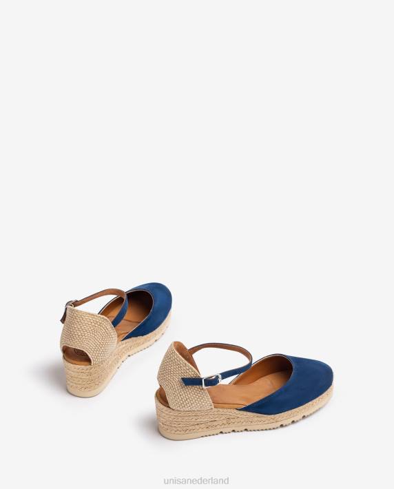 Unisa 02B0760 d'orsay espadrille met enkelbandje van suède vrouwen blauw