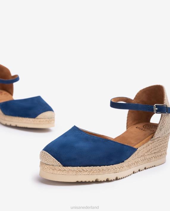 Unisa 02B0760 d'orsay espadrille met enkelbandje van suède vrouwen blauw
