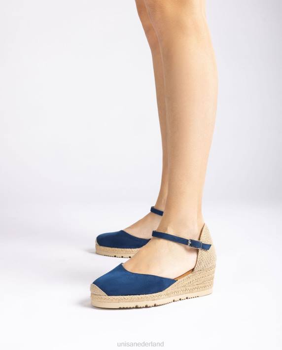 Unisa 02B0760 d'orsay espadrille met enkelbandje van suède vrouwen blauw