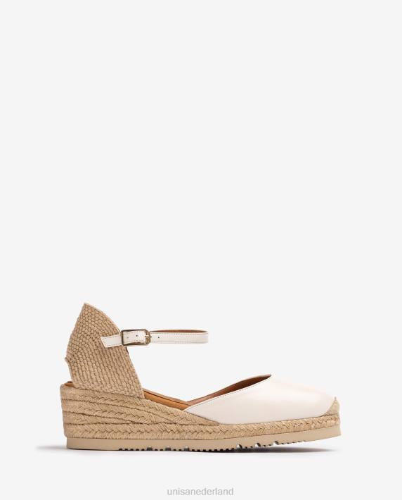 Unisa 02B0765 leren d'orsay espadrille met enkelbandje vrouwen wit