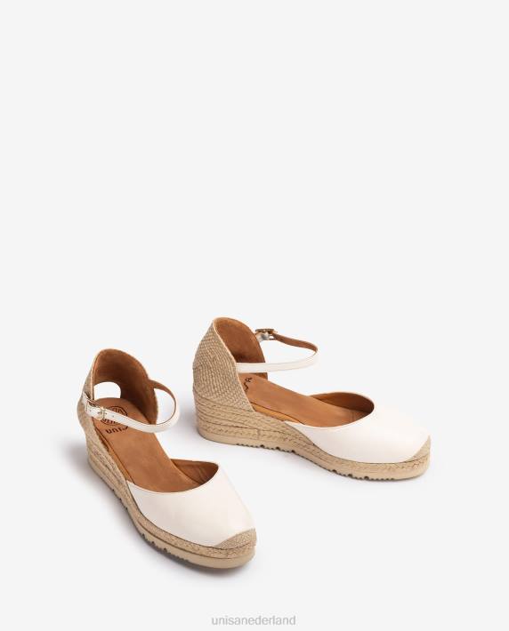 Unisa 02B0765 leren d'orsay espadrille met enkelbandje vrouwen wit