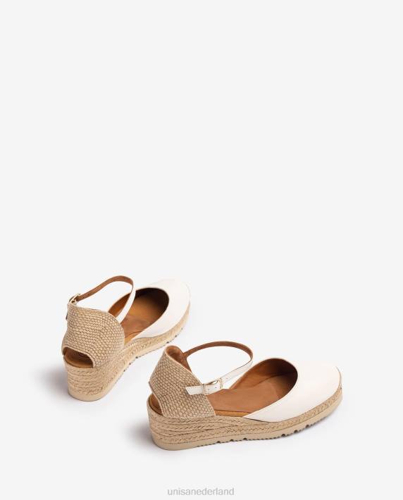 Unisa 02B0765 leren d'orsay espadrille met enkelbandje vrouwen wit