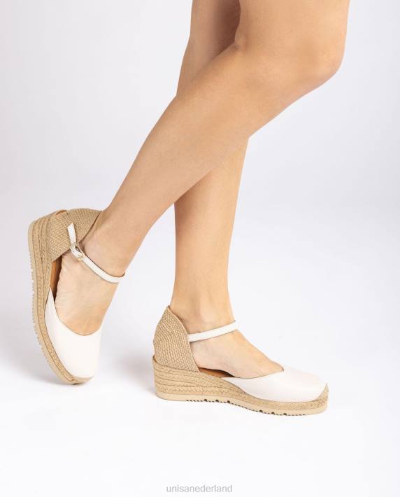 Unisa 02B0765 leren d'orsay espadrille met enkelbandje vrouwen wit