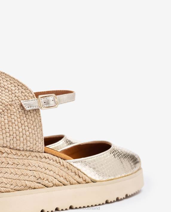 Unisa 02B0766 d'orsay espadrille met enkelbandje met metallic effect vrouwen goud