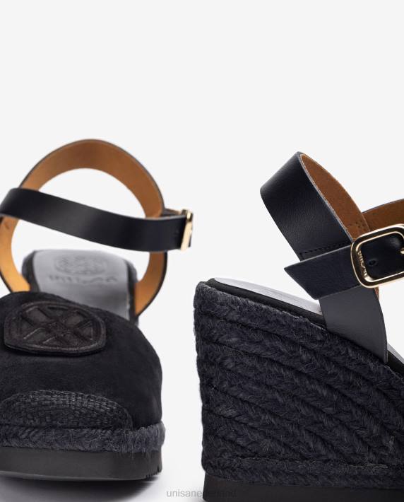 Unisa 02B0768 espadrille met een bijpassend monogram vrouwen zwart