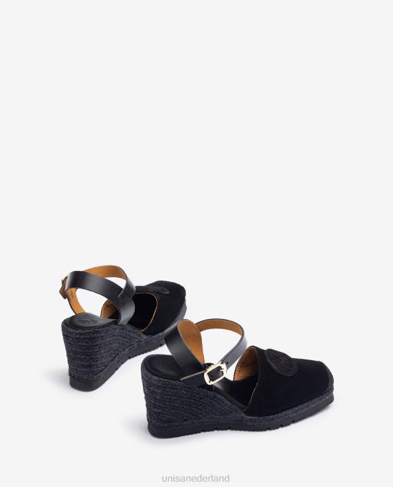 Unisa 02B0768 espadrille met een bijpassend monogram vrouwen zwart