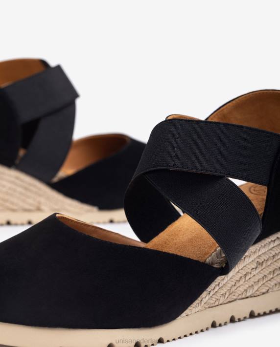 Unisa 02B0770 sandaal met elastische bandjes vrouwen zwart