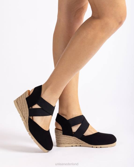 Unisa 02B0770 sandaal met elastische bandjes vrouwen zwart