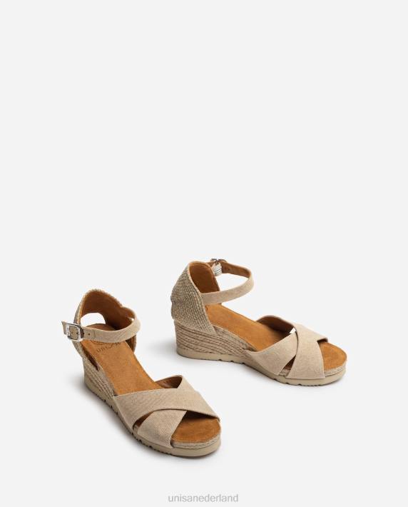 Unisa 02B0775 Jute sandaal met gekruiste bandjes vrouwen mode