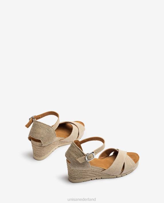 Unisa 02B0775 Jute sandaal met gekruiste bandjes vrouwen mode