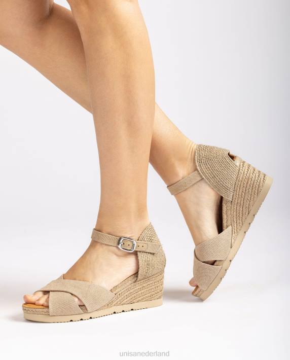 Unisa 02B0775 Jute sandaal met gekruiste bandjes vrouwen mode