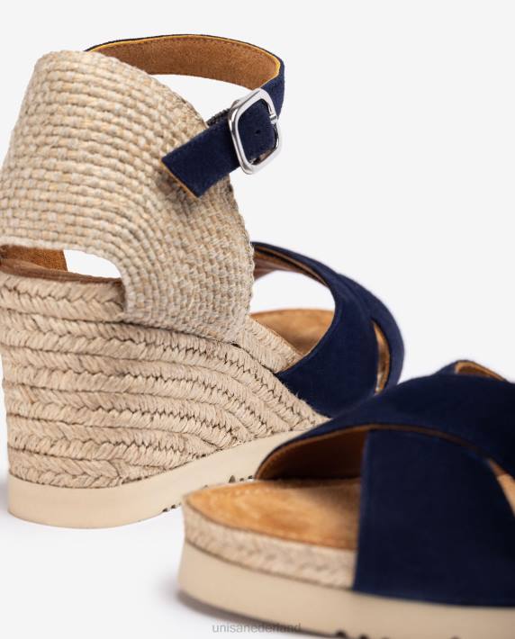 Unisa 02B0777 Jute sandaal met gekruiste bandjes vrouwen blauw