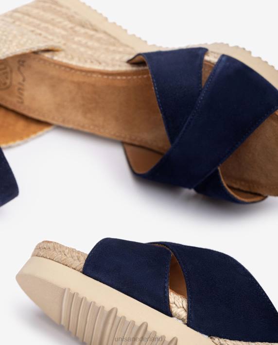 Unisa 02B0777 Jute sandaal met gekruiste bandjes vrouwen blauw