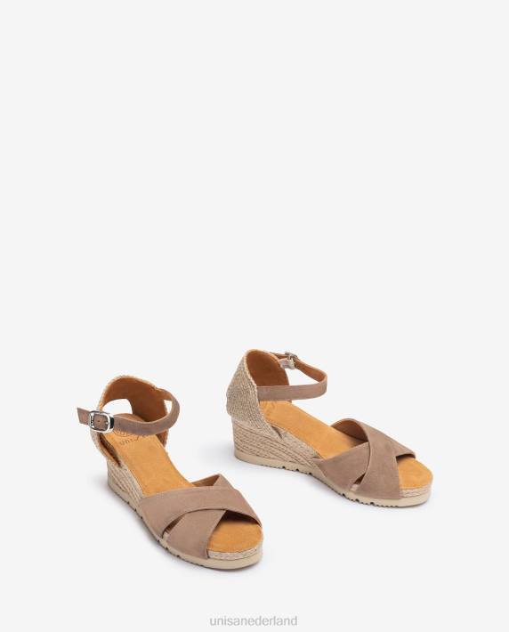 Unisa 02B0778 Jute sandaal met gekruiste bandjes vrouwen bruin