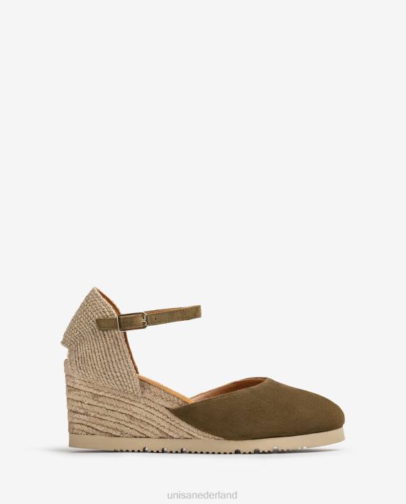 Unisa 02B0780 suède espadrilles vrouwen groente
