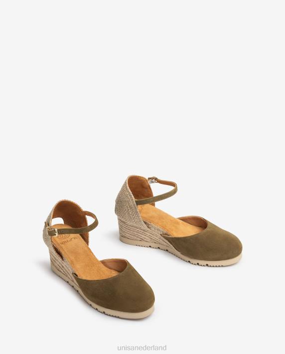 Unisa 02B0780 suède espadrilles vrouwen groente