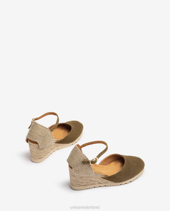 Unisa 02B0780 suède espadrilles vrouwen groente
