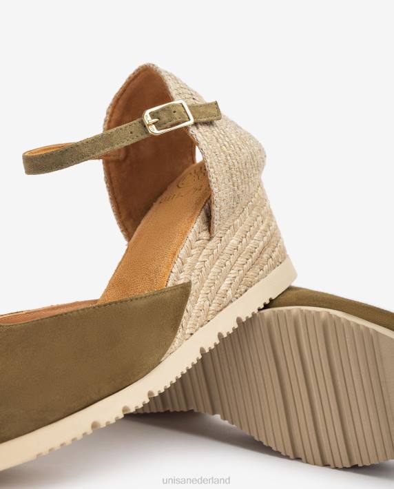 Unisa 02B0780 suède espadrilles vrouwen groente
