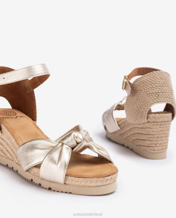 Unisa 02B0782 superlichte d'orsay espadrille met enkelbandje vrouwen goud