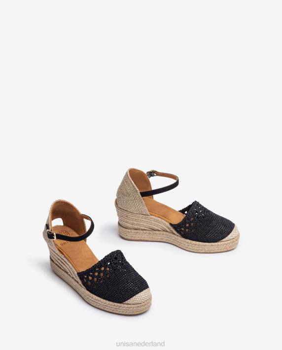 Unisa 02B0783 espadrille vamp-hak in gehaakt stiksel vrouwen zwart