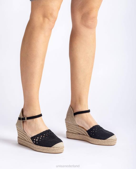 Unisa 02B0783 espadrille vamp-hak in gehaakt stiksel vrouwen zwart