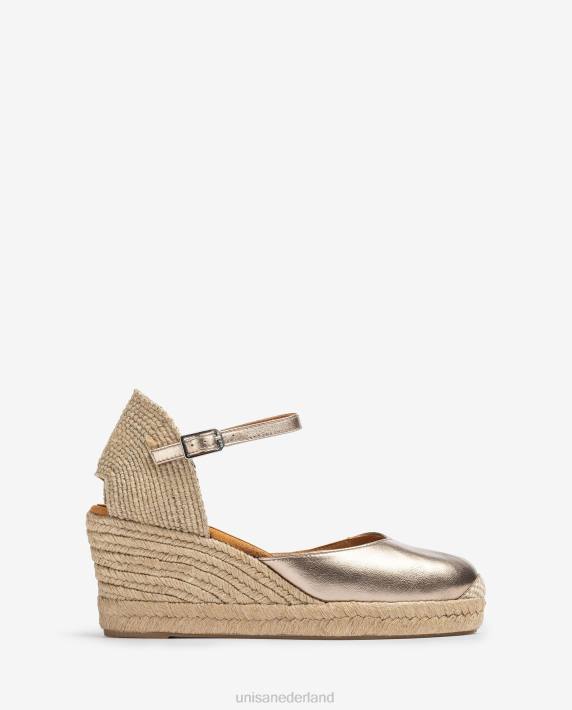 Unisa 02B0785 espadrille vamp-hak met metallic finish vrouwen mode