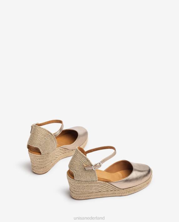 Unisa 02B0785 espadrille vamp-hak met metallic finish vrouwen mode