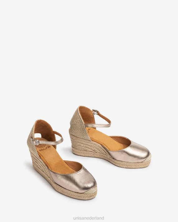 Unisa 02B0785 espadrille vamp-hak met metallic finish vrouwen mode