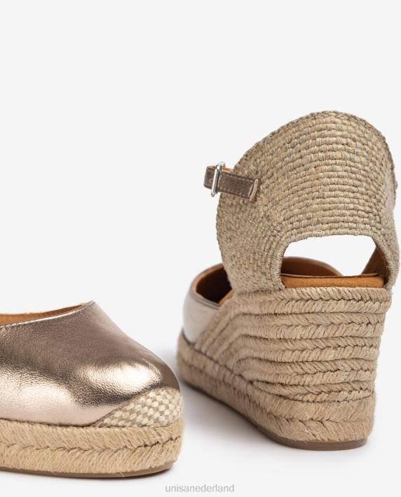 Unisa 02B0785 espadrille vamp-hak met metallic finish vrouwen mode