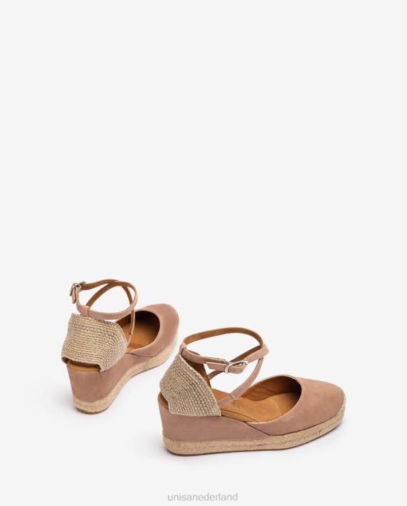 Unisa 02B0787 espadrille vamp-hak in suède vrouwen roze