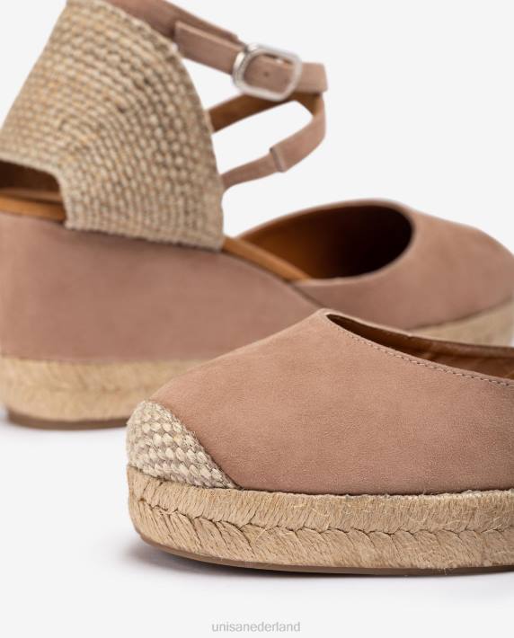 Unisa 02B0787 espadrille vamp-hak in suède vrouwen roze