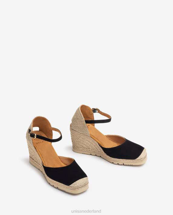 Unisa 02B0789 suède espadrille met rubberen zool vrouwen zwart