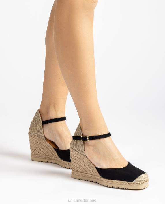 Unisa 02B0789 suède espadrille met rubberen zool vrouwen zwart
