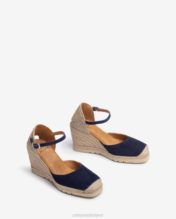 Unisa 02B0790 suède espadrille met rubberen zool vrouwen blauw