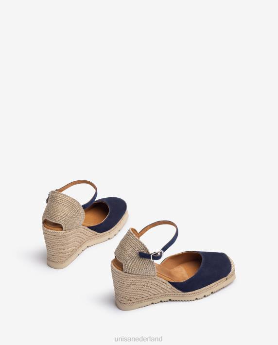 Unisa 02B0790 suède espadrille met rubberen zool vrouwen blauw
