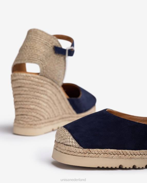 Unisa 02B0790 suède espadrille met rubberen zool vrouwen blauw