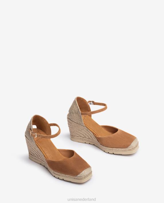 Unisa 02B0791 suède espadrille met rubberen zool vrouwen bruin