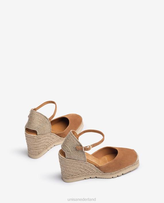 Unisa 02B0791 suède espadrille met rubberen zool vrouwen bruin