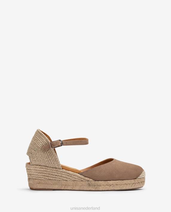 Unisa 02B0792 Espadrille met vamphak van suède vrouwen bruin
