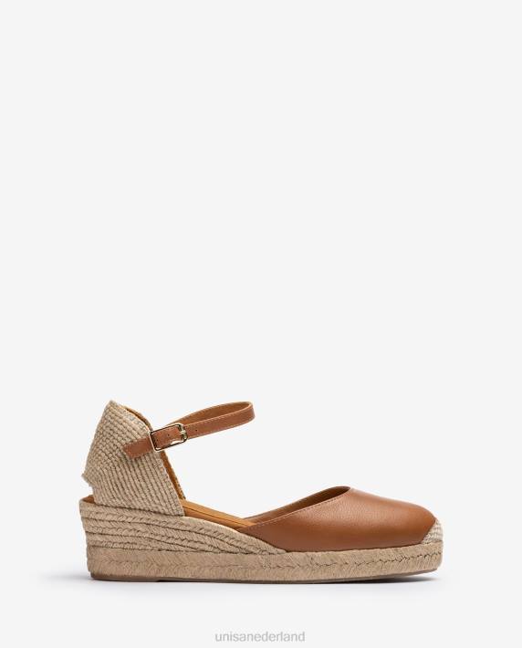 Unisa 02B0794 Espadrille met vamphak van leer vrouwen bruin