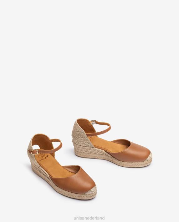 Unisa 02B0794 Espadrille met vamphak van leer vrouwen bruin